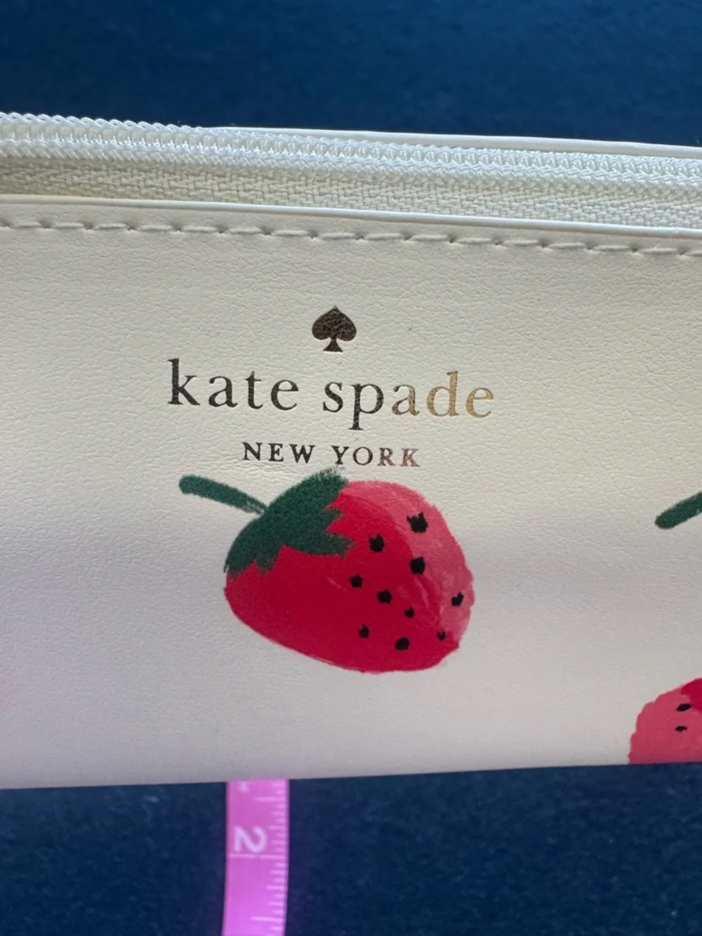 kate spade White Strawberry Print Pencil case/case w/eraser, ruler& sharpener🍓